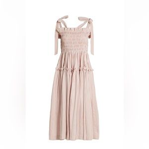 En Saison Striped Smocked Midi Dress size small